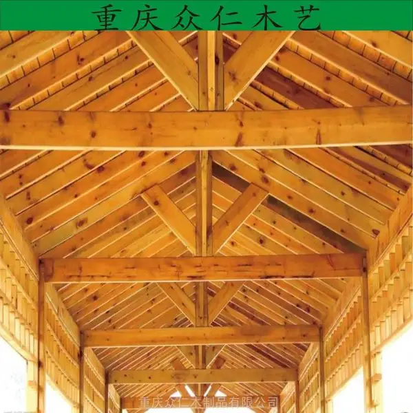景区芬兰木传统长廊 樟子松茅草长廊 防腐木扇形长廊设计安装 众仁木艺