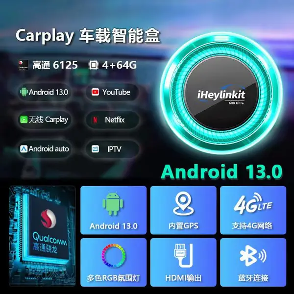 iheylinkit carplay ai box HDMI输出适用于原车有线Carplay转安卓