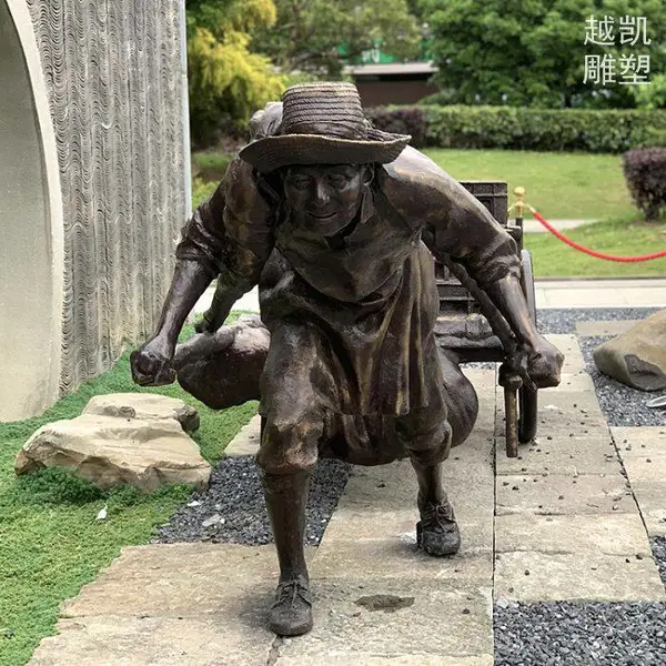 生产商酒店黄包车铜雕制造厂家 学校摆件服务商 黄包车车夫铜雕工程制作