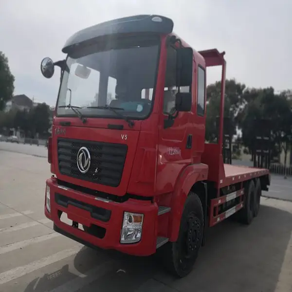 东风锦程后双桥平板运输车 国六后八轮挖机拖车销售点
