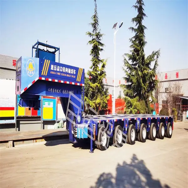 大件运输专用车 出口重型低平板半挂车 多线轴半挂车 车桥提升转向