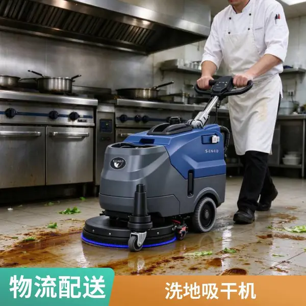 手推式洗地机大犀 耐用型 商超学校食品车间电动洗地吸干机 地面清洁机