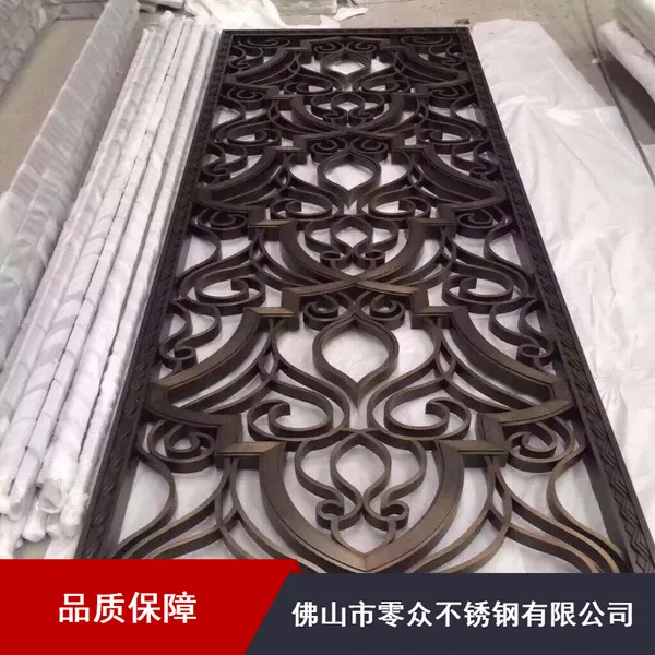 厂家直销别墅不锈钢隔断_香槟金中式隔断