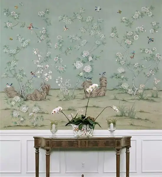手绘丝绸/真丝墙纸,手绘金银箔壁画,手绘刺绣墙纸,手绘无缝墙纸壁画壁纸