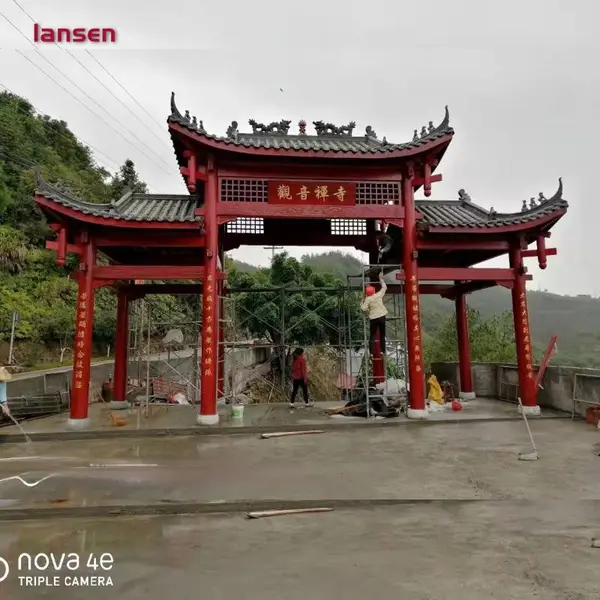 防腐木古建门楼 村口牌楼定制 景区寺庙门楼牌坊设计施工