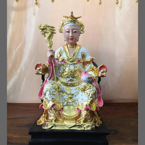 汉白玉观音老母佛像 莲花老母塑像 九莲圣母神像 十二老母雕塑
