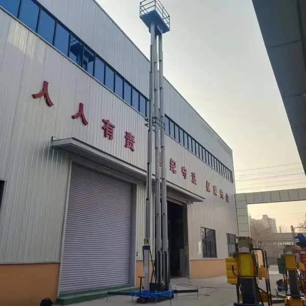 单柱铝合金升降机酒店维修电动液压升降平台车移动式登高梯