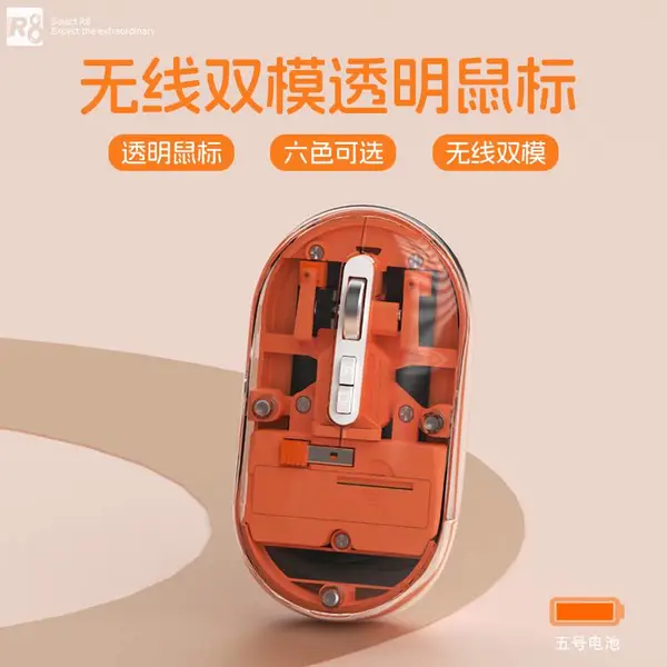 品牌R8无线蓝牙双模鼠标静音台式笔记本电脑通用无线透明滑鼠批发