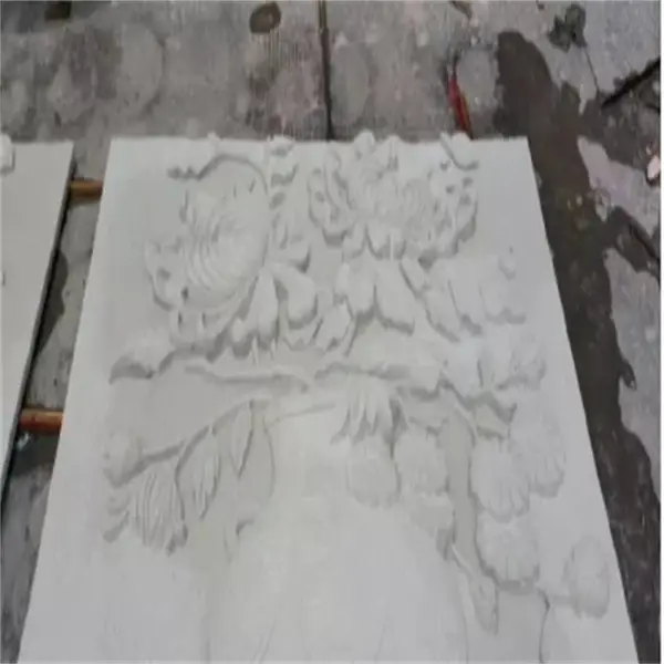 供应青砖石菊花瓶景墙仿砂岩材质浮雕装饰壁画