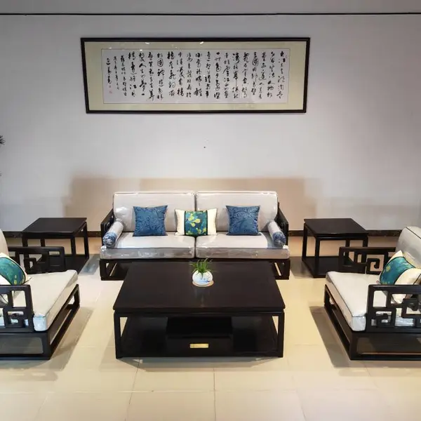 名琢世家紫光檀轻奢沙发座椅 极简风格黑檀客厅圈椅茶几质朴豪放