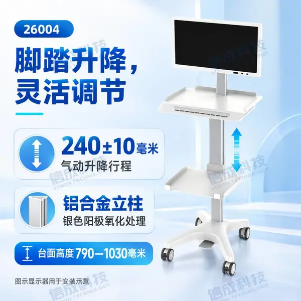 信成科技26004尿动力学分析仪推车 脚踏升降医用设备台车 可定制