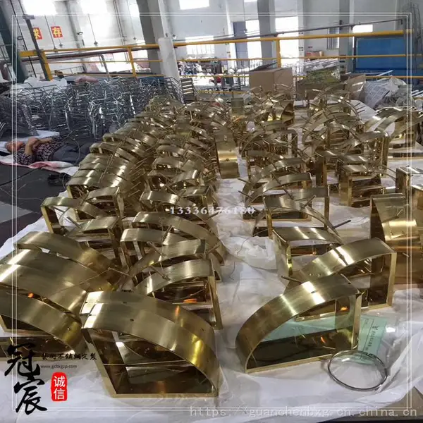 香槟金不锈钢茶几大理石台面不锈钢茶几定做