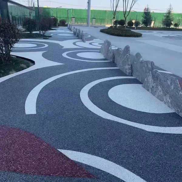 公园跑道胶粘石路面施工报价胶粘石聚氨酯胶水厂家