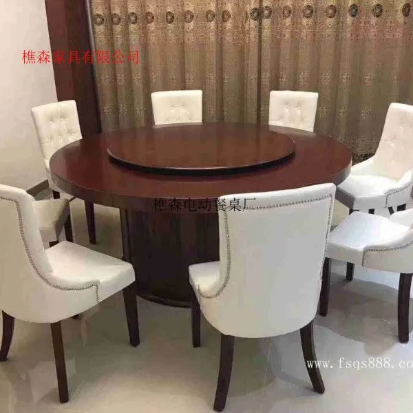 家用电动餐桌 电动餐桌转盘 电动椭圆桌 酒店实木电动餐桌佛山樵森家具