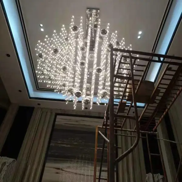后现代简约别墅酒店满天星LED光立方大吊灯创意复式楼工程灯灯饰定制