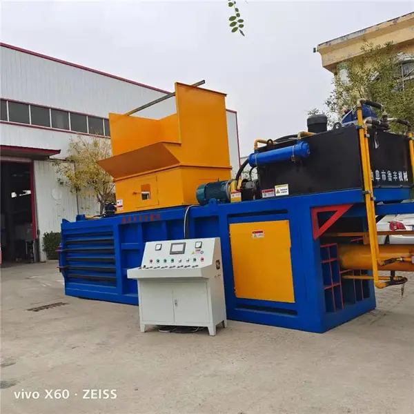 液压打包机卧式半自动全自动废纸箱编织袋易拉罐塑料瓶垃圾压缩机