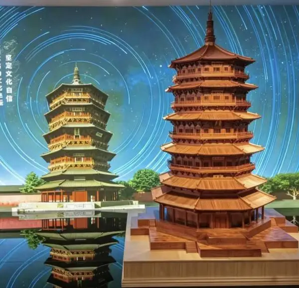 应县木塔古建筑模型博物馆木制沙盘定做厂家手工全榫卯结构木头模型微缩袖珍工艺品