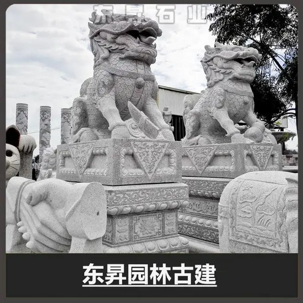 庭院门口青石石雕麒麟 各石材动物雕刻 室外神兽摆件
