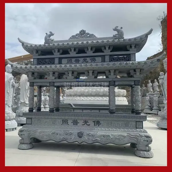 芝麻黑石香炉 大型石雕香炉加工 长方形石头香炉