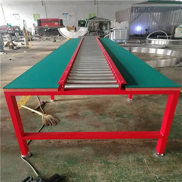 宁津德隆定做无动力辊道传送带 车间包装流水线工作台 两侧带工作台流水线