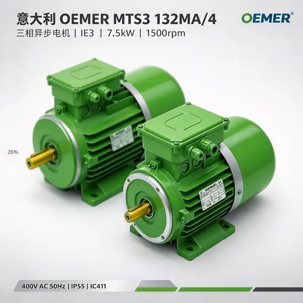 意大利OEMER奥默 MTS3 132MA/4三相异步电机 IE3 泵风机输送用