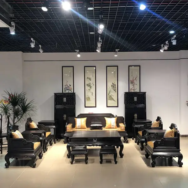 紫光檀沙发配套电视柜全屋定制***黑酸枝影视柜背景墙