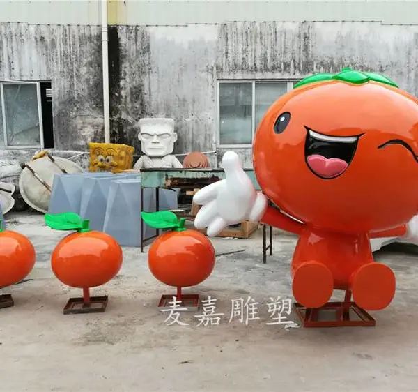 仿真玻璃钢橘子卡通公仔户外农场果园生态园园林景观装饰摆件