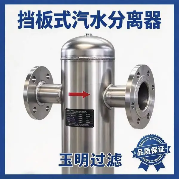 不锈钢挡板式汽水分离罐体 乳品加工洁净蒸汽除水案例 玉明过滤镜面抛光配套