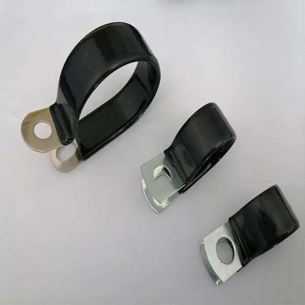 清远市R型包塑电缆卡子 摩托车线路固定夹 PVC浸塑包胶车架线夹***
