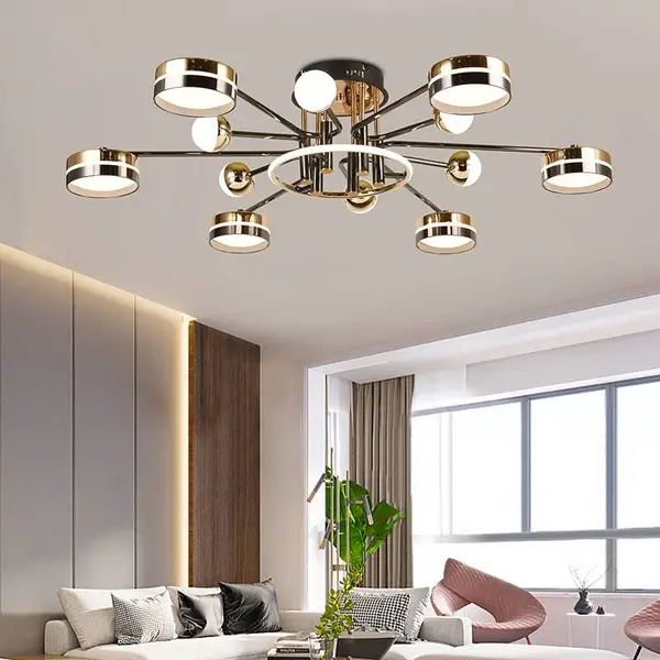 现代简约客厅灯黑金轻奢***感多头LED吸顶灯餐厅卧室通用灯具