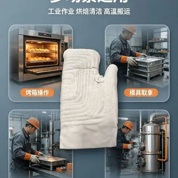 加厚帆布二指手闷子 耐高温隔热防烫劳保手套 钢厂烤箱工业防护手套