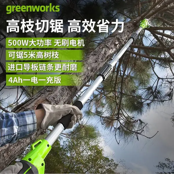 格力博（greenworks）40V高枝锯锂电修枝剪锯树神器园林电动伐木锯PSF401