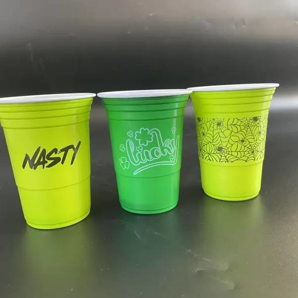 双色派对杯 16oz啤酒乒乓球杯 Beer Pong外贸出口一次性塑料杯