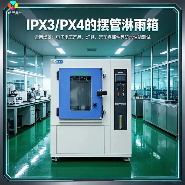 汽车零部件防水测试设备 IPX34淋雨试验箱 摆管喷水模拟溅雨环境