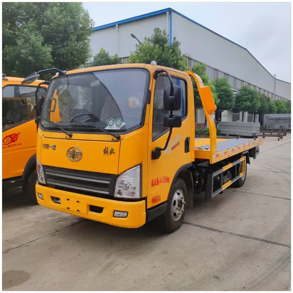 国六排放 蓝牌一拖二清障车 小汽车救援拖车
