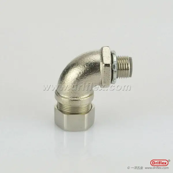 铜镀镍90度软管接头外螺纹直角软管连接器NPT1/2-NPT2