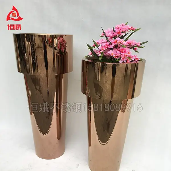 火炬形不锈钢金属花钵酒店写字楼园林景观公园雕塑花筒户外简约