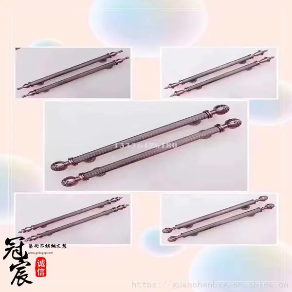 定做工艺不锈钢拉手黄冠头玫瑰金拉丝大门拉手 酒店大门拉手定做