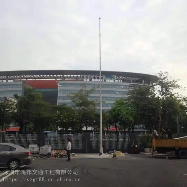 黄江建筑工地旗杆,黄江工地项目部旗杆,黄江工地不锈钢旗杆安装