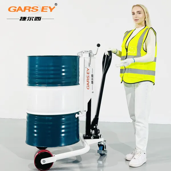 捷尔西(Garsey)出口品质350KG液压油桶搬运车手动推车塑料圆桶装卸拖车铁桶塑料桶叉车