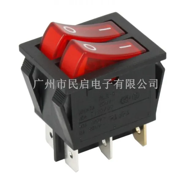 供应RLEIL小点灯船型开关 双翘板带灯开关