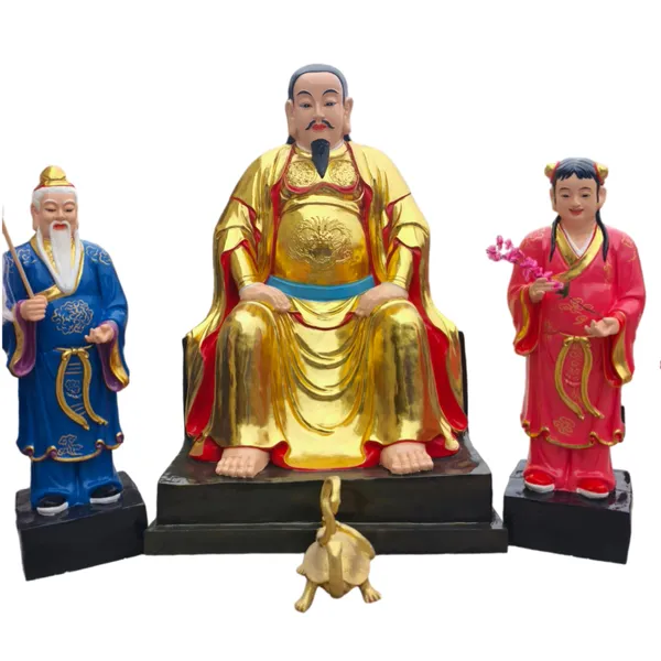 2米真武大帝披发赤足祖师爷神像1.5米周公桃花树脂彩绘佛像