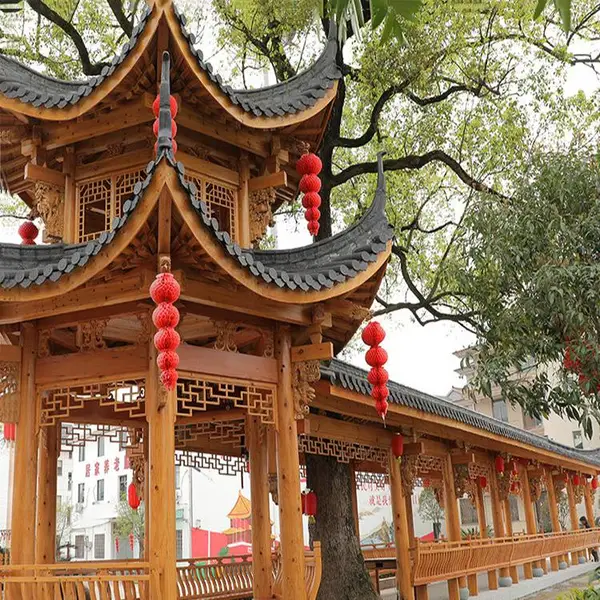 承接古建长廊水榭户外走廊 连廊防腐木中式文化长廊工程 设计施工