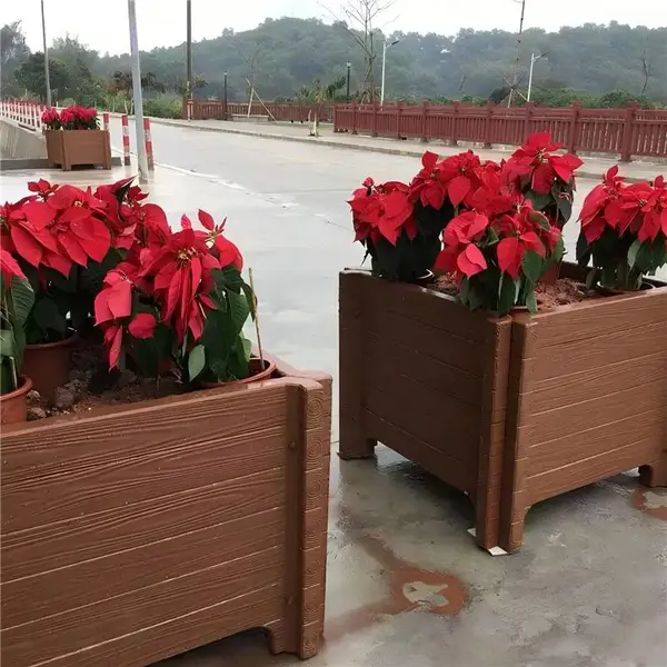 新型景观仿木花箱 钢筋混凝土预制产品 外观色泽自然比木材坚硬