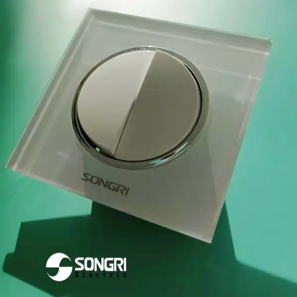 上海松日SONGRI 出口CE86型钢化玻璃二开单双控墙壁开关纯白双联开关