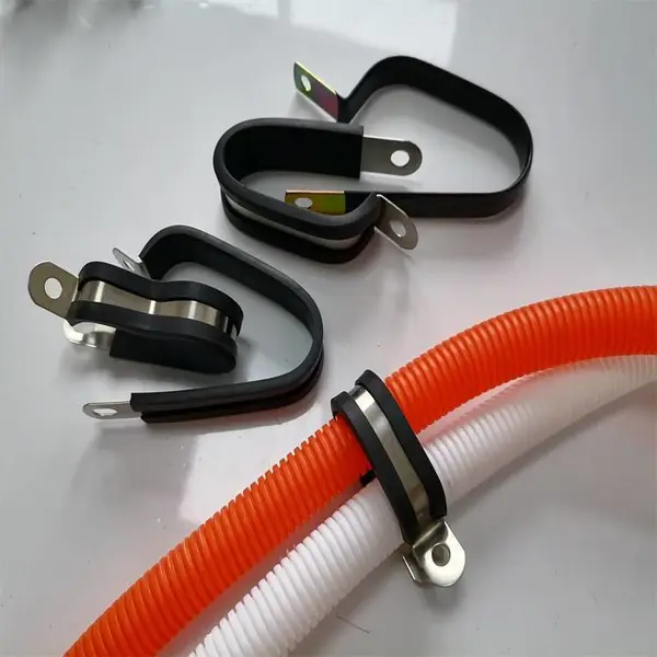 电动车轮机制造用P型多管包胶管夹 2*27O型双管固定卡扣 U型多管管夹规格选型表