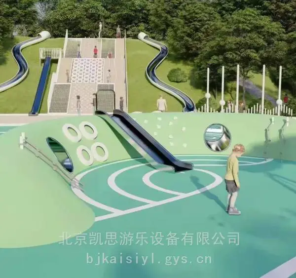 幼儿园塑料滑梯 儿童木质组合滑梯 游乐园攀爬网架 小区秋千 地面蹦床