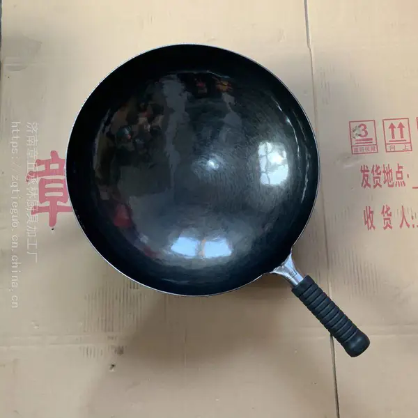 章丘手工铁炒锅正宗章丘铁大勺多少钱无涂层纯熟铁锅