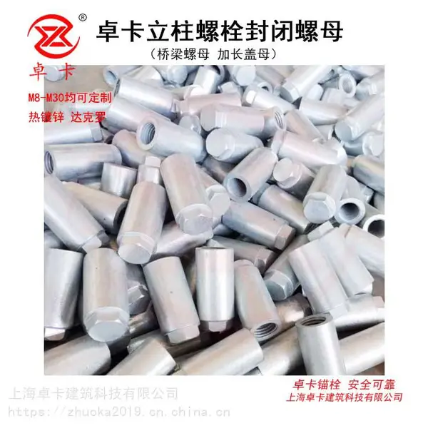卓卡立柱螺栓封闭螺母 桥梁螺母 加长盖母 防腐防锈螺母