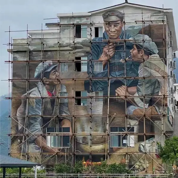 鞍山台安吊篮手绘墙壁画,冷却塔烟囱凉水塔彩绘涂鸦,天桥外墙高空油漆